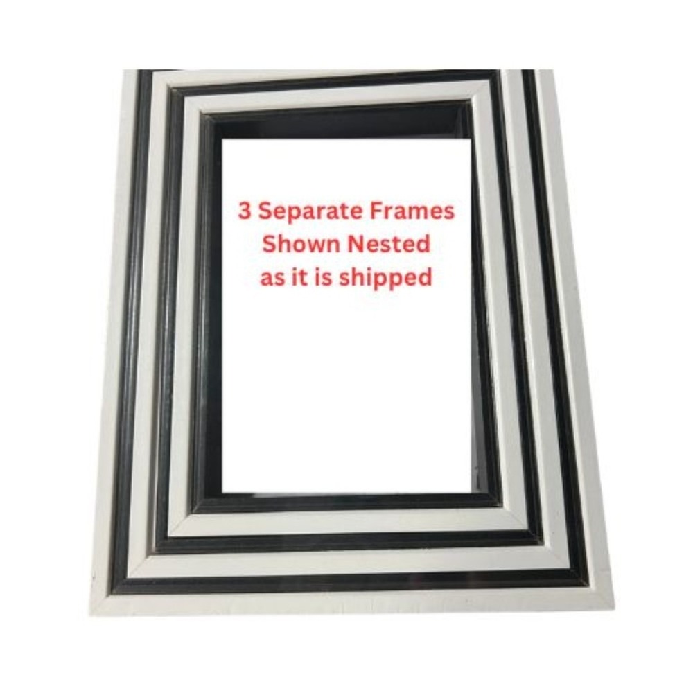 Picture Frames-4x6 and 5x7 and 6x8 Hanging or Standing-Set of 3 White/Black